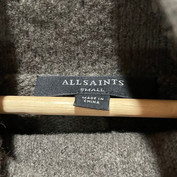 All Saints Wool Blend Brown Cropped Turtleneck Sweater Size Small - Picture 3 of 7